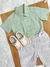 Conjunto Meninos Camisa Verde Mescla Bermuda Bege Casual - Amor e Cor