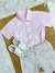 Conjunto Meninos Camisa Rosa Mescla Bermuda Bege Casual - Amor e Cor