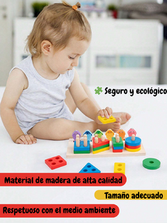 Apilador geométrico + Juego de pesca magnético de madera - Ayuda a tu peque a desarrollar su creatividad y habilidades motrices - Synergy