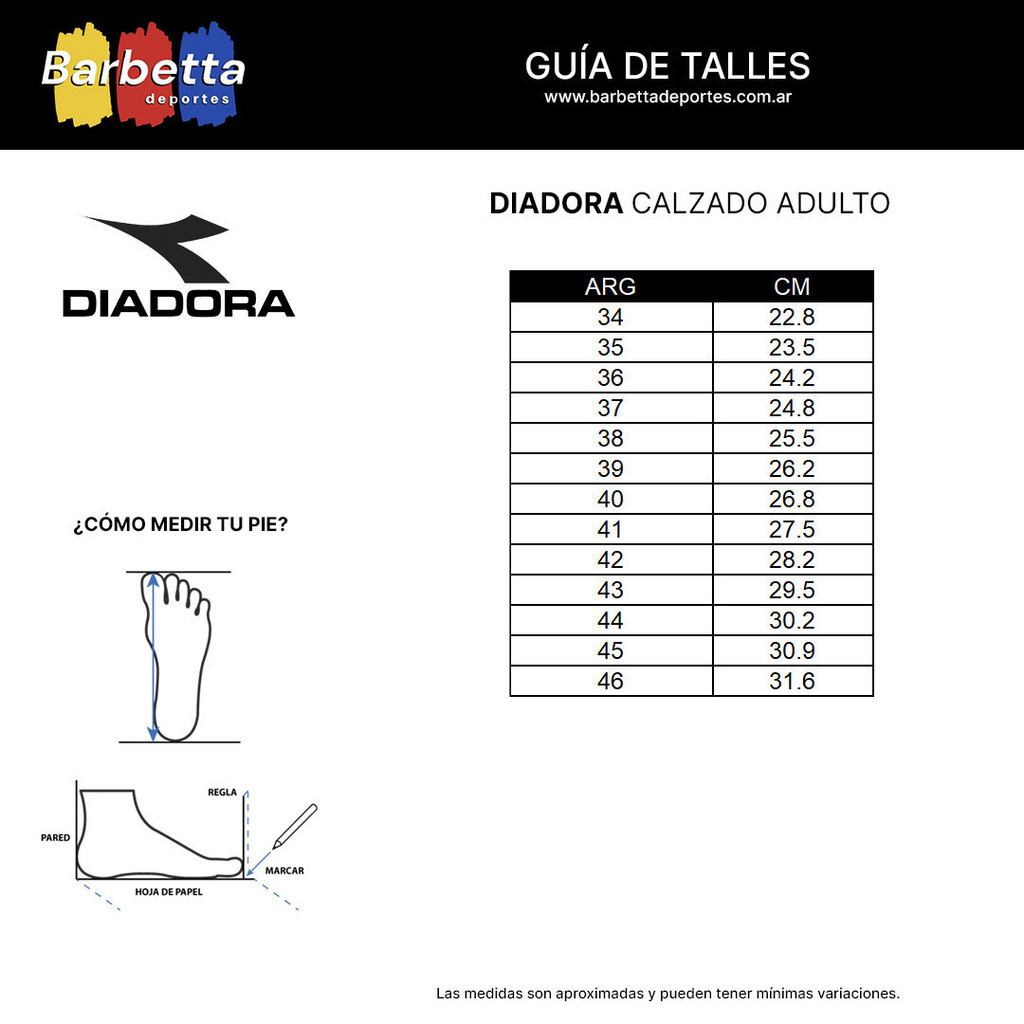 Diadora calzado talla hotsell