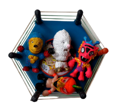 Mini Hexadrilátero + 4 Luchadores Cabezones (Azul) - comprar en línea