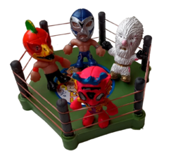 Mini Hexadrilátero + 4 Luchadores Cabezones (Verde)