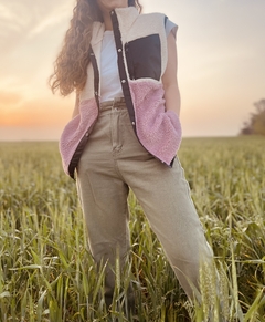 Chaleco patch blanco y rosa vintage - comprar online