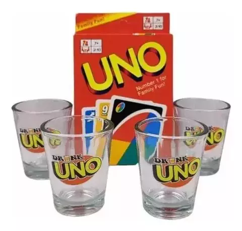 Juego De Cartas Uno Drink 4 Vasos Para Shot