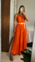 vestido Clarissa Solto com Babado Laranja