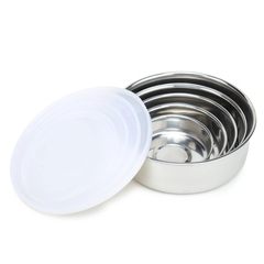 Set 5 Bowls De Acero Inoxidable Con Tapa Recipiente Metálico - AFSTORE