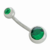 PIERCING UMBIGO 10MM G PEDRA VERDE ESCURO 8M/5MM AÇO 316L