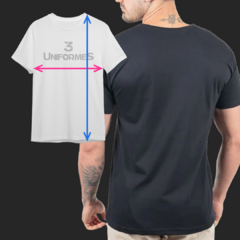 Camiseta Uniforme Personalizado Frente A5 (14cmx21cm) e Costas a sua Escolha - 3 Uniformes