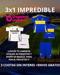 3X1 BOCA - Camiseta Titular + Camiseta Suplente + Short Titular De Regalo