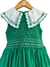 Vestido casinha de abelha verde com gola de bordada