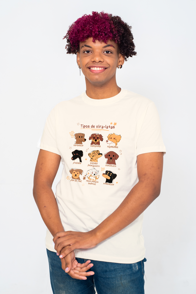 Camiseta Tipos de Vira Lata OFF WHITE T Shirt