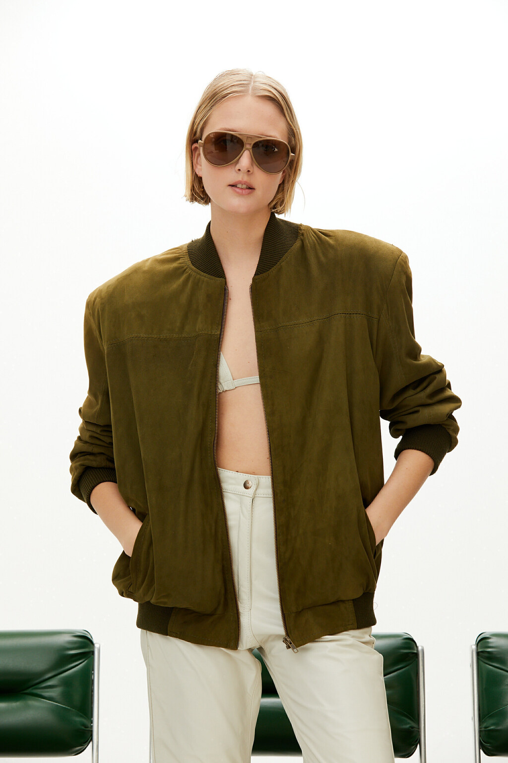 BOMBER GAMUZA CIELO Buy in MYM Cueros