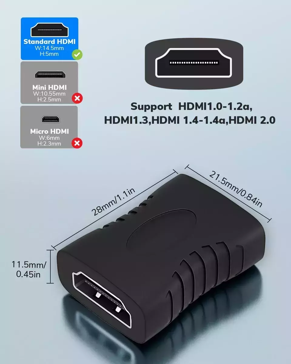 Ficha Adaptador Hdmi Hembra Prolongador Alargue Empalme Hdmi