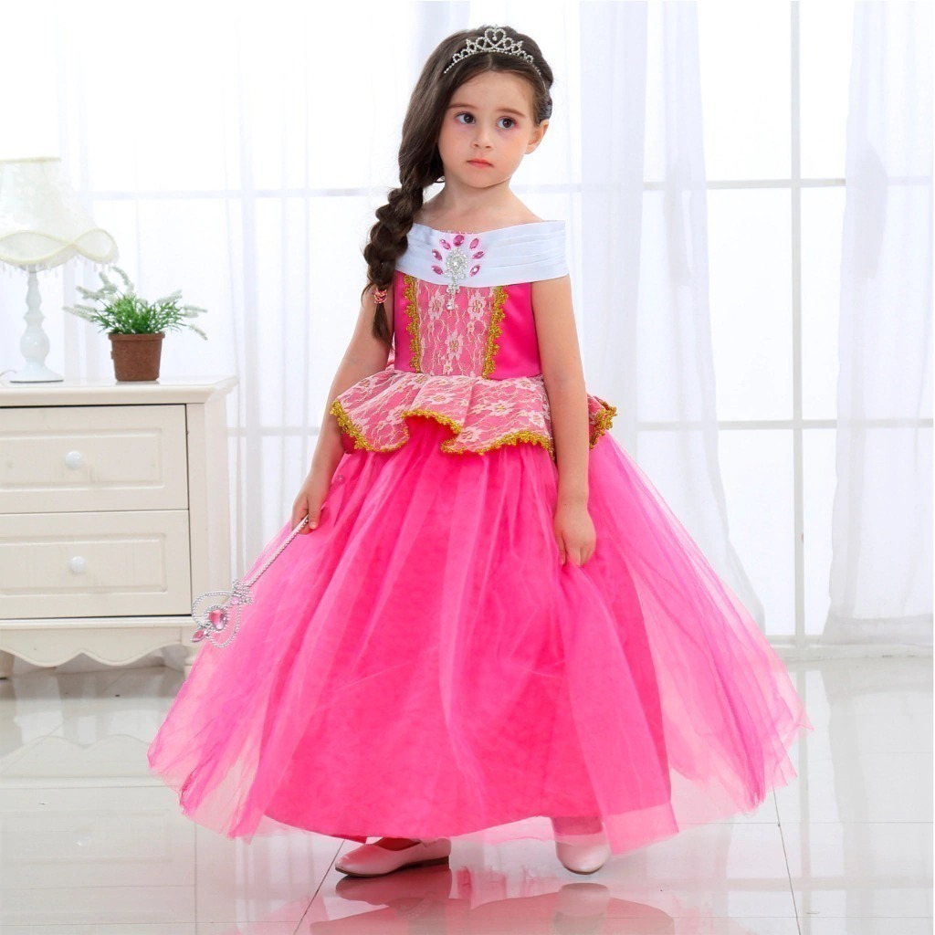 Fantasia Vestido Infantil Bela Adormecida Princesa Aurora