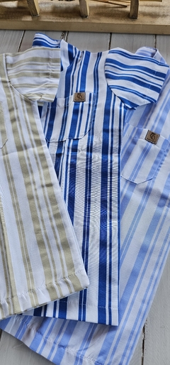 Camisa Bari Cuello Mao a Rayas - comprar online