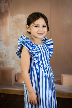 Vestido Monaco Rayas Azul - VANCHIS MODA INFANTIL