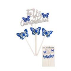 Topper Gibreado Mariposa Azul y Plata