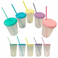 Vasos Transparente de 500 ML Tapa y Sorbete x 25 U - comprar online