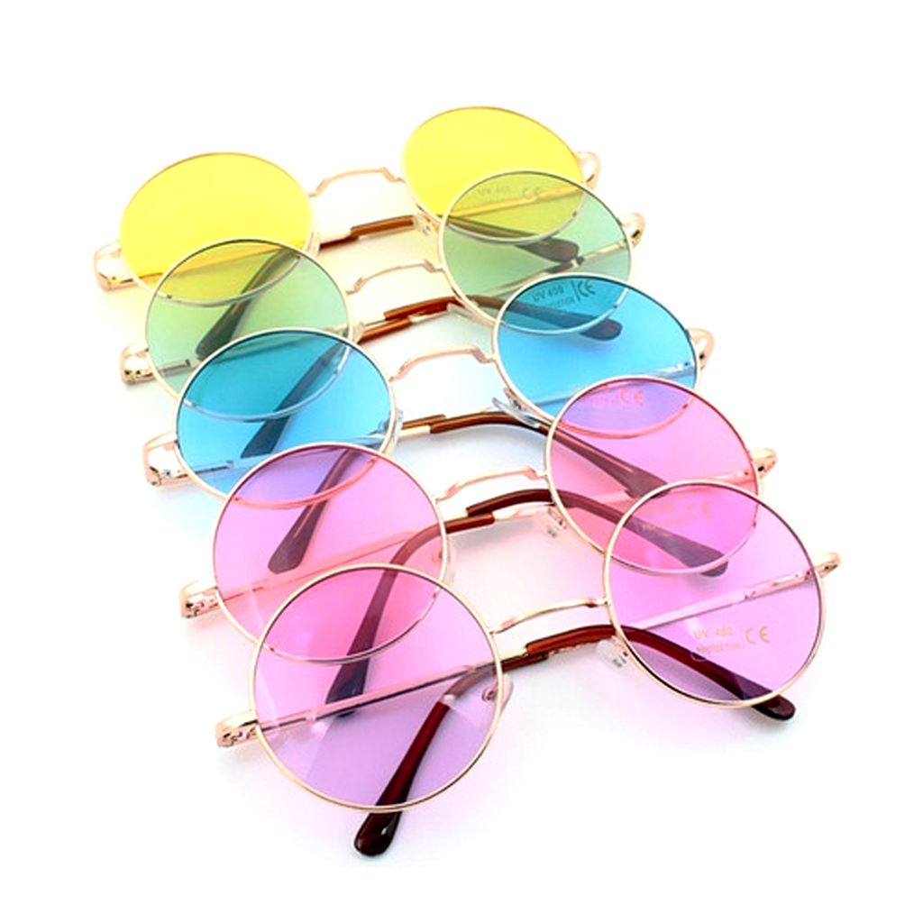 Lentes Lennon Coloridos con Marco Plateado Estilo Unico