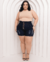 Shorts Jeans Plus Size Com Babado Cintura Alta - loja online