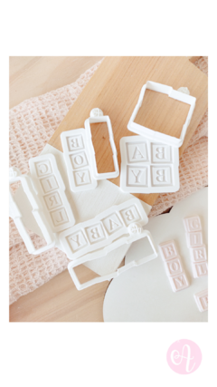 Set Cortantes + Stamps Mini Pasteleria Cubos Baby