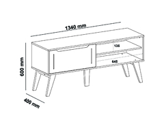 Rack Lore c/ 01 Porta Basculante - 1,34 Cor: Carvalho c/ Off White - comprar online