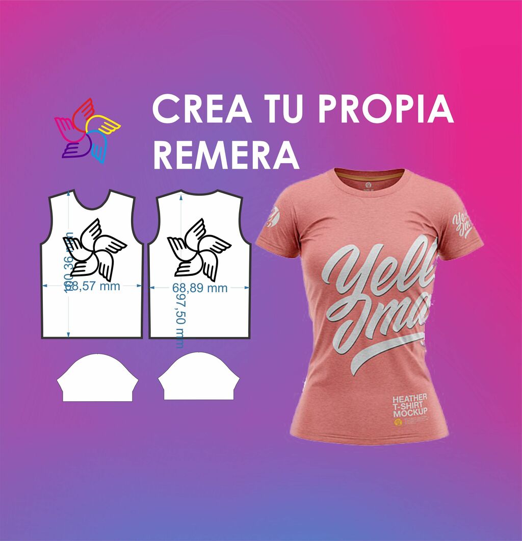 Molde digital remera entallada MUJER S al XXL