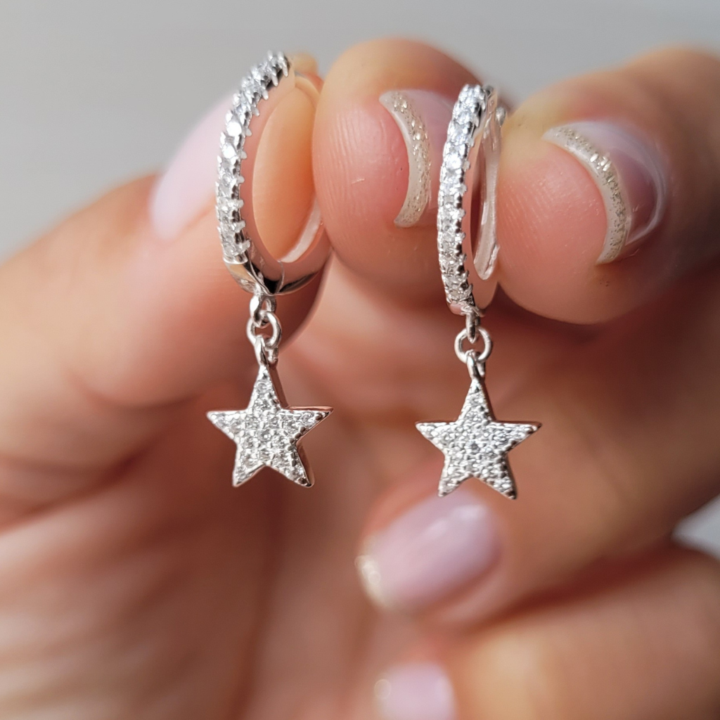 Argollas con estrella colgante hotsell