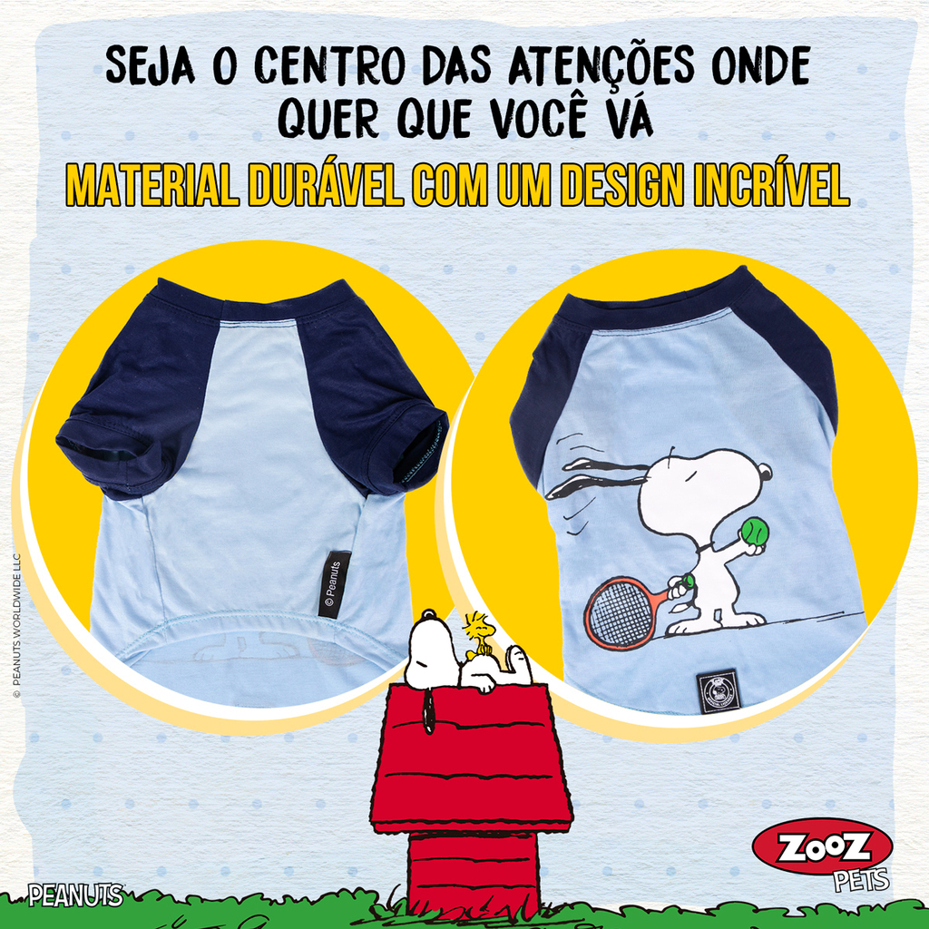 Camiseta Snoopy Beach Tennis Azul ZOOZ PETS