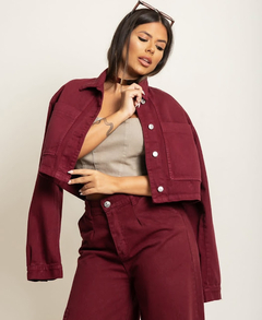 Jaqueta Shirt Cropped Bordo Malbec