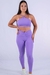 Conjunto Fitness Top Triângulo e Calça Empina Lilás Texturizado