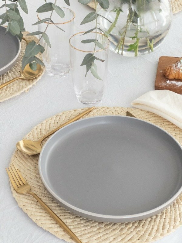JUEGO X6 PLATOS PLAYO PORCELANA SAKURA 27 CMS GREY