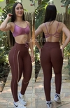 Conjunto de legging empina bumbum poliamida marrom com lilás