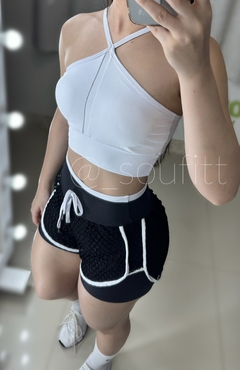 Conjunto de short duplo poliamida preto com branco - comprar online