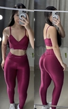 Conjunto de legging empina bumbum poliamida aveludado CHERRY