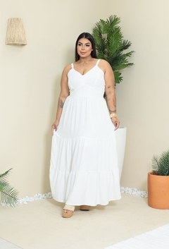 Vestido Longo Duna Detalhe Franzido Alça Regulável - comprar online