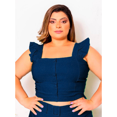 Blusa Cropped Botões em Bengaline na internet