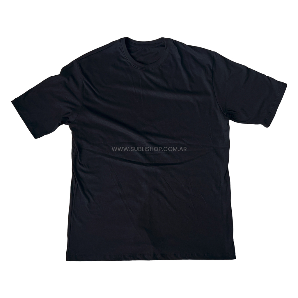 Remera Negra Lisa De Algodon OVERSIZE Para Estampar