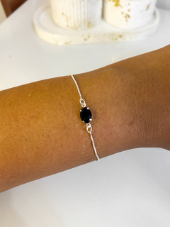 Pulseira ponto de luz preto, banhada a prata - comprar online