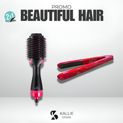 PROMO Beautiful Hair: Cepillo 3 en 1 + Plancha OM Profesional