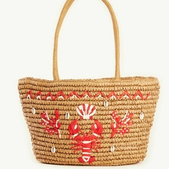 BOLSA DE PALHA LAGOSTA CANTÃO BORDADA 537005 - comprar online