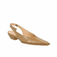 Scarpin Slingback Baixo Couro Bege Luiza Barcelos 13830003