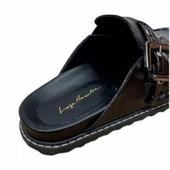 Chinelo Babuche Fivela Preto Verniz Luiza Barcelos 12730009 - Loja Vita