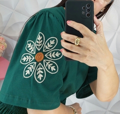 conjunto de saia e blusa tecido algodao