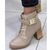 Bota Coturno Feminino Cinza Fendi Tratorado Salto Bloco Alto