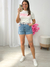 Short jeans puido Cinto Branco 7225