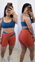 Conjunto de Short Fitness Cós Mesclado Azul e Laranja