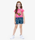 Imagem do CONJUNTO INFANTIL FEMININO DE BLUSA COM SHORTS FLORAL 100% ALGODÃO