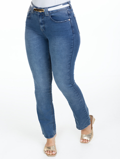 Calça Reta c Cinto Escura Jeans 1763482 - Atacado Handara