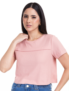 Blusa Mg Curta Rosa Malha 2610284